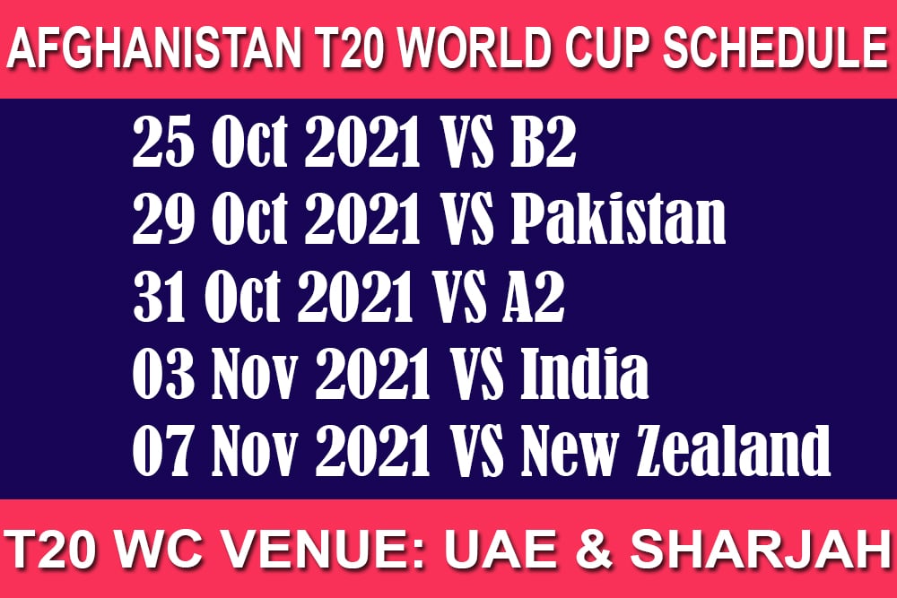 Afghanistan T20 World Cup 2021 Schedule