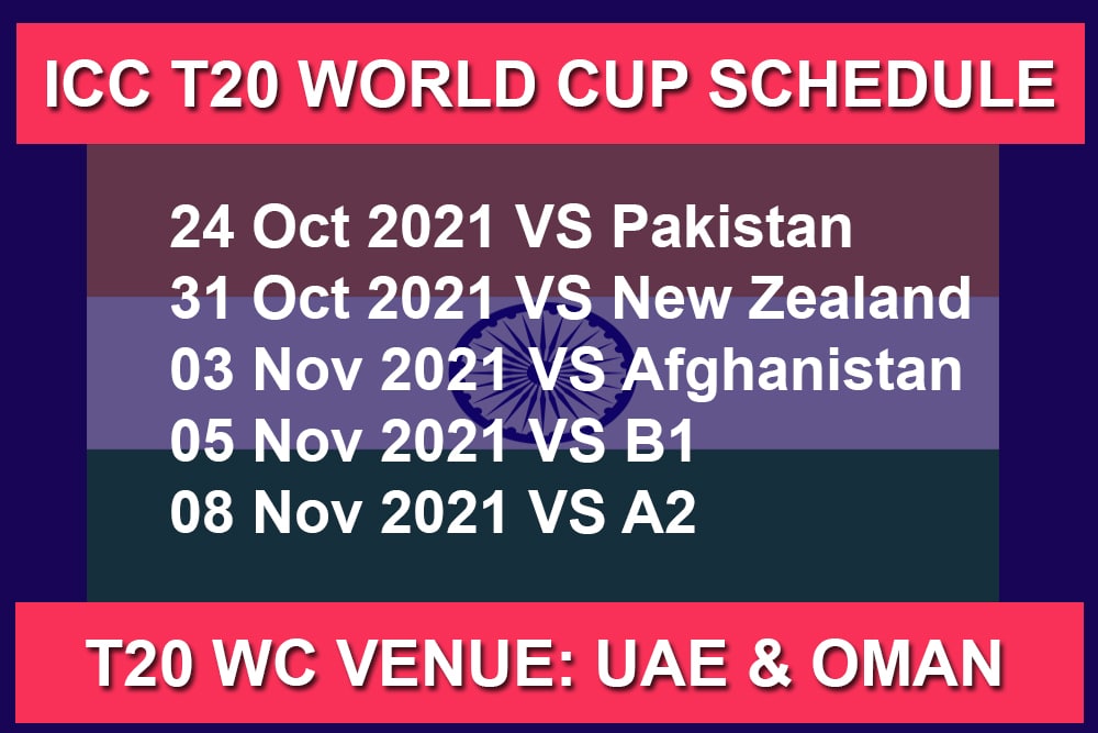 ICC Men’s T20 World Cup 2021 India Schedule Matches